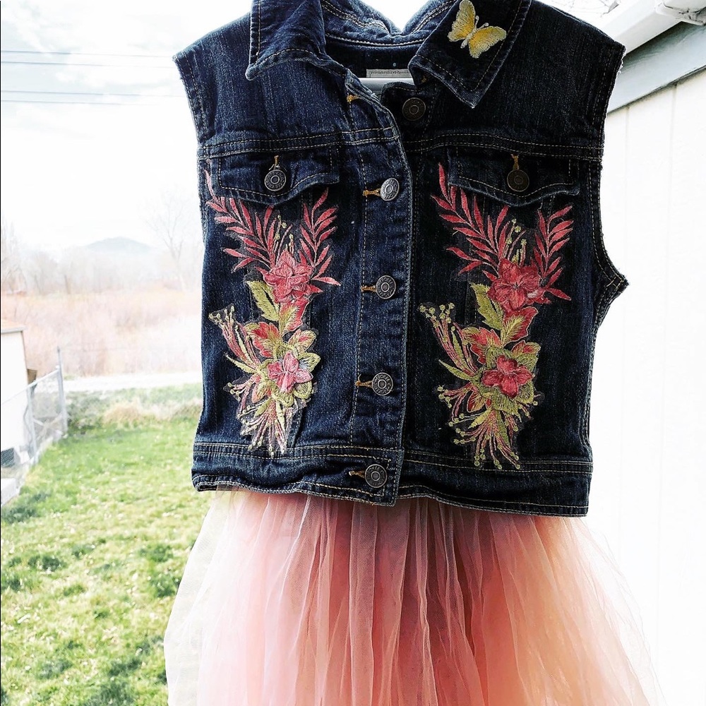 Hand embellished one of a kind girls dress